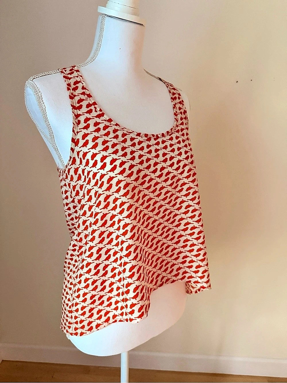 Boutique Bird Print Racerback Tank